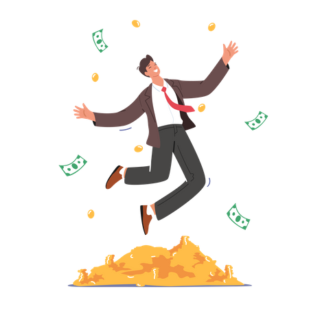 Successful Businessman With Lots Of Wealth Illustration