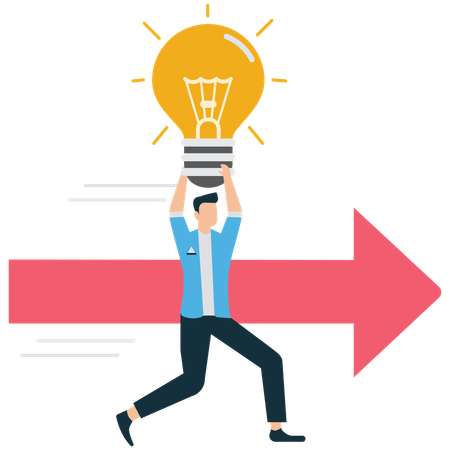 Successful Businessperson Holding Bright Idea Light Bulb  Illustration
