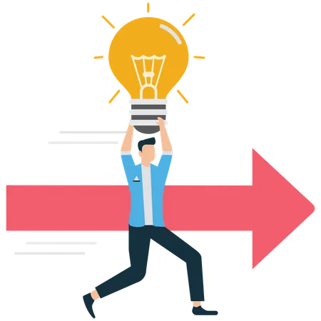 Successful Businessperson Holding Bright Idea Light Bulb  Illustration
