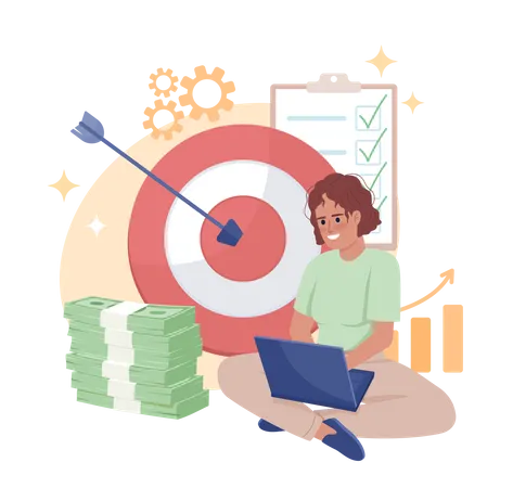 Successful Businesswoman Flat Concept Vector Illustration Improve Financial Success Editable 2 D Cartoon Character On White For Web Design Creative Idea For Website Mobile Presentation Illustration