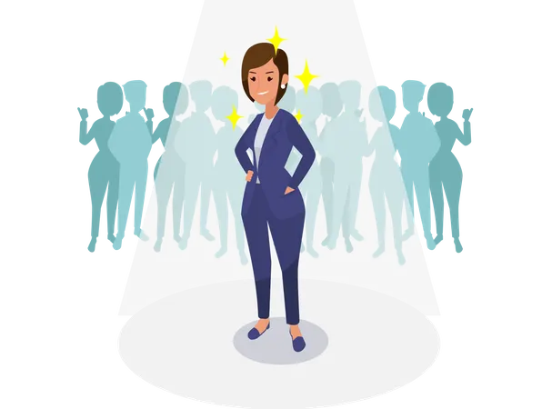 Successful Business Woman Congratulating Business Colleagues Flat Vector Illustration Illustration