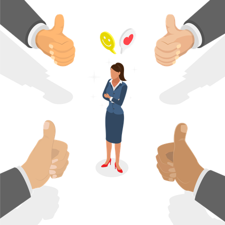 Successful Businesswoman getting good feedback  Illustration