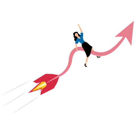 Successful businesswoman with growing chart  Illustration