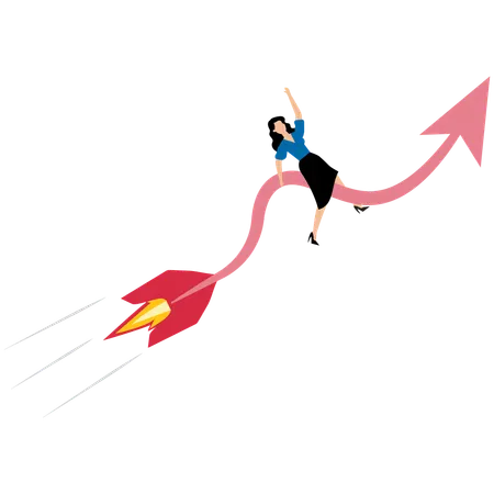 Successful businesswoman with growing chart  Illustration