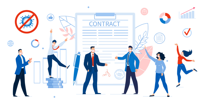 Successful Contract Signing  Illustration