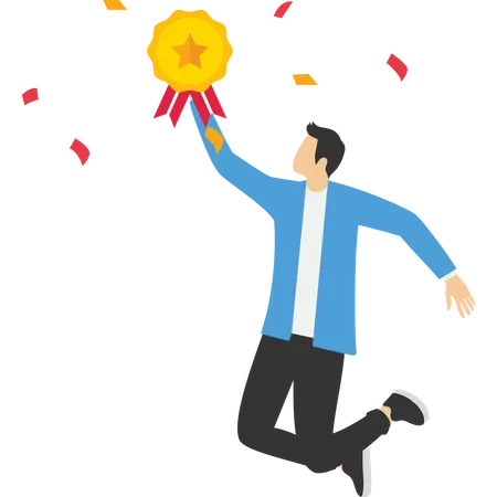 Award Winning Professional Or Expert Best Office Employee Or Specialist With Skills To Achieve Goals Successful Entrepreneur And Professional Entrepreneur Standing With Star Award Illustration