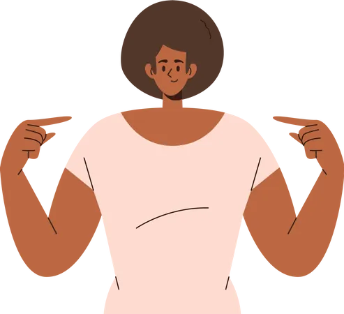 Successful Female Character Gesturing With Hands On Herself Feeling Self Esteem Proud And Success Flat Vector Illustration Young Confident Woman Promoting Self Love Esteem And Her Power Acceptance Illustration