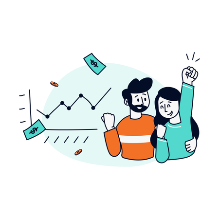 Successful Investors Celebrating Gains  Illustration