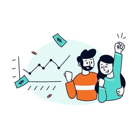 Successful Investors Celebrating Gains  Illustration