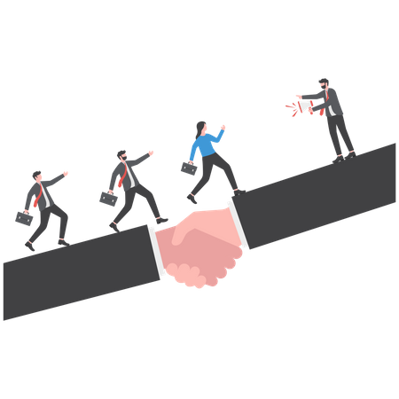 Successful leader helping the business team  Illustration