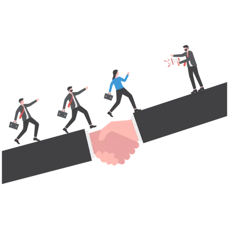 Successful leader helping the business team  Illustration