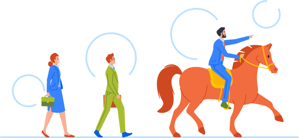 Successful Leader On Horse Show Right Direction Illustration