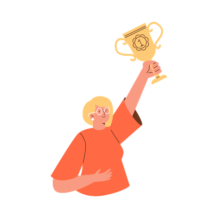 Successful man with trophy cup  Illustration