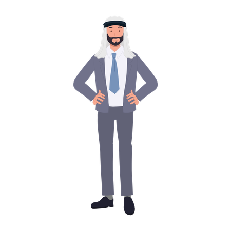 Successful Middle Eastern Entrepreneur in Formal Suit  Illustration