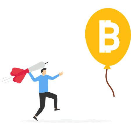 Successful persistent shoot bow air balloon target bitcoin target  Illustration