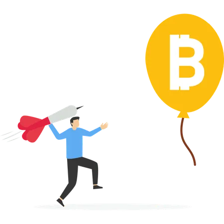 Successful persistent shoot bow air balloon target bitcoin target  Illustration