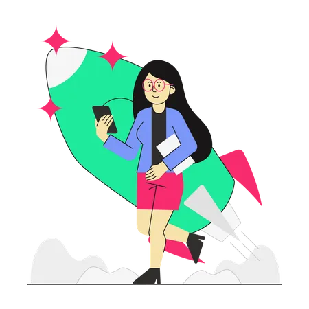 Successful startup by businesswoman  Illustration