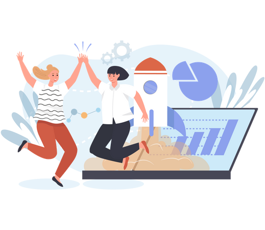 Successful Startup Team  Illustration