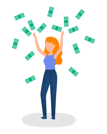 Successful woman with money Illustration