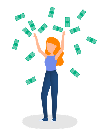 Successful woman with money  Illustration