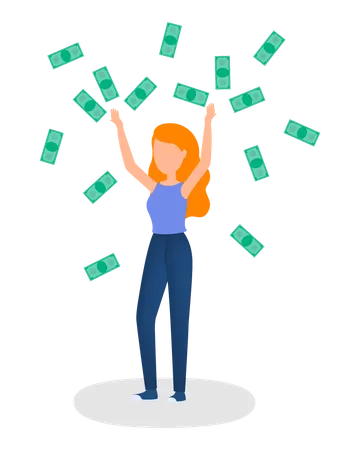 Successful woman with money  Illustration