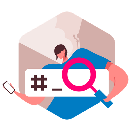 Suche mit Hashtags in sozialen Medien  Illustration