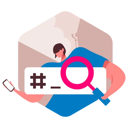 Suche mit Hashtags in sozialen Medien  Illustration