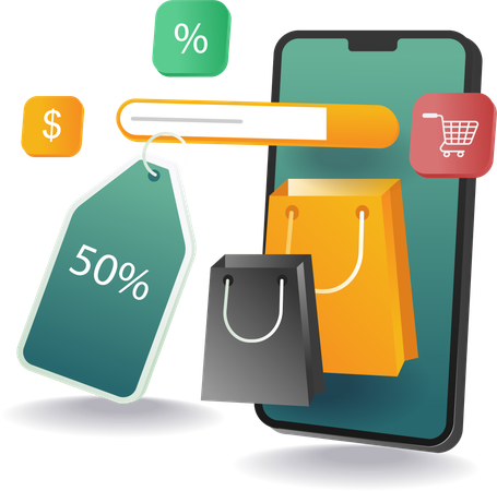 Suche nach Rabattboni für Online-Shopping  Illustration