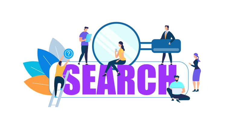 Suchen Sie nach Informationen und Daten  Illustration