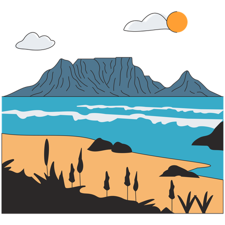 Sudáfrica - Montaña de la Mesa  Ilustración