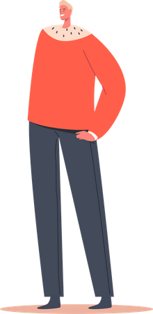 Masculino usa suéter vermelho de inverno  Ilustração