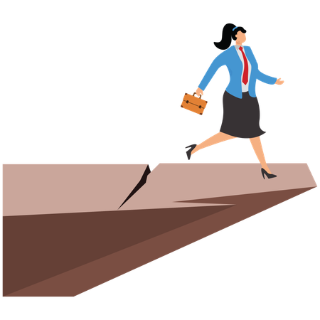 Suicide, Mountain, Abstract, Anxiety, Danger, Sadness, Businesswoman  Illustration