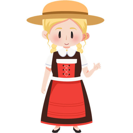 Suisse Fille en costume traditionnel suisse  Illustration