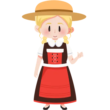 Suisse Fille en costume traditionnel suisse  Illustration