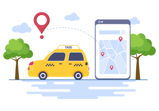 Localisation des taxis en ligne  Illustration