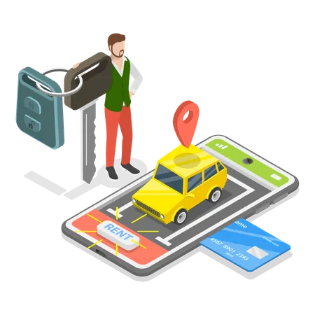 Suivi des taxis en ligne  Illustration