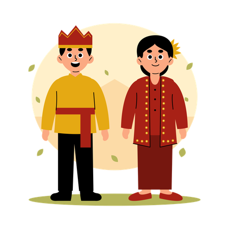 Sulawesi Utara Traditional Couple in Cultural Clothing, North Sulawesi  Illustration