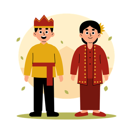 Sulawesi Utara Traditionelles Paar in kultureller Kleidung, Nord-Sulawesi  Illustration