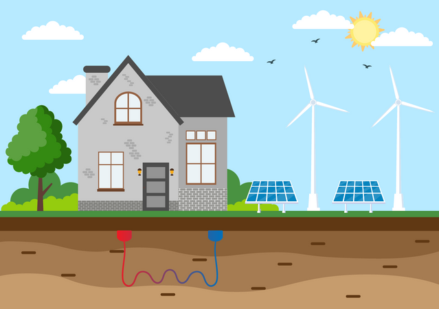 Suministro de energía ecológica  Ilustración