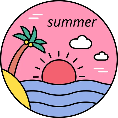 Summer beach vacation  Illustration