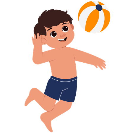 Summer Boy With Beach Ball  Illustration