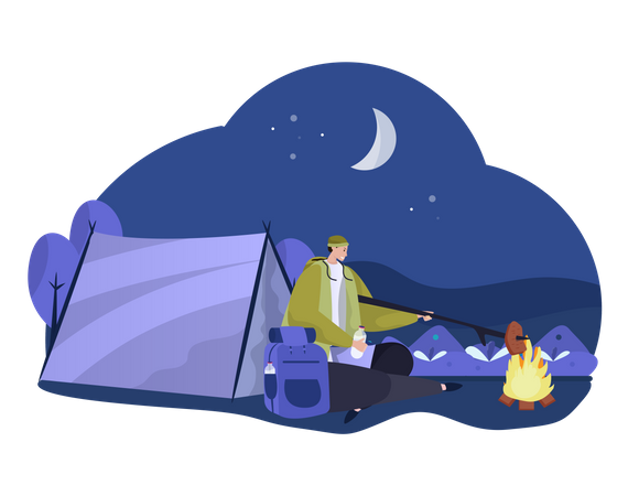 Summer camp at night Illustration
