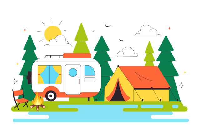 Summer Camping  Illustration