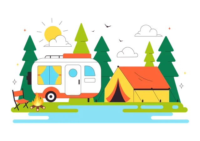 Summer Camping  Illustration