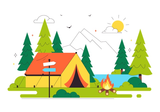 Summer Camping  Illustration