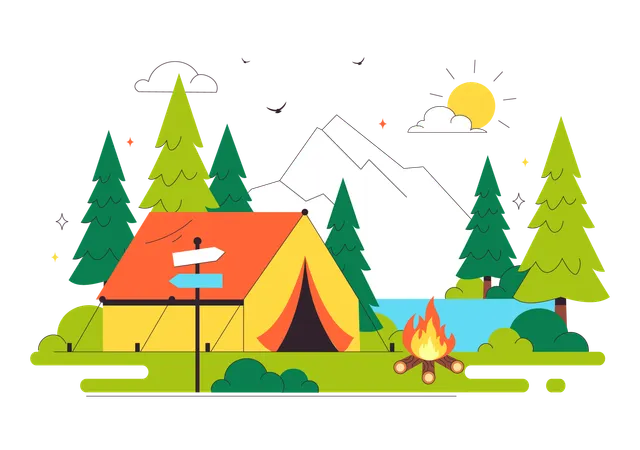 Summer Camping  Illustration