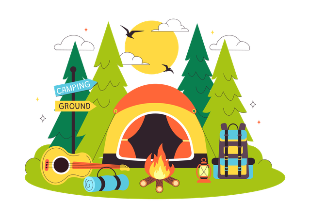 Summer Camping  Illustration