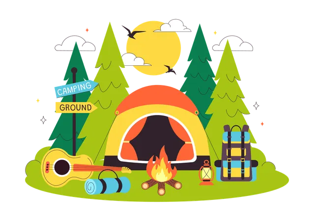 Summer Camping  Illustration