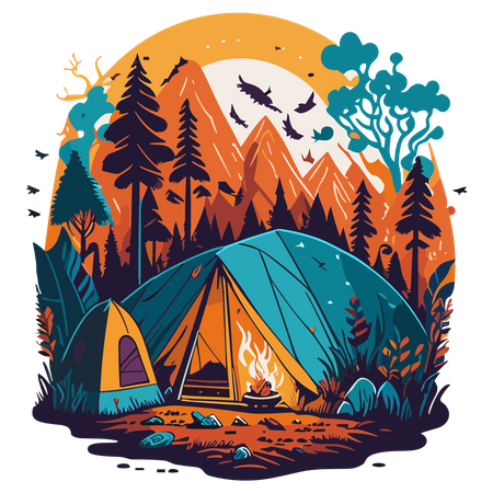 Summer camping  Illustration