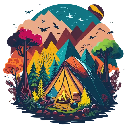 Summer camping  Illustration